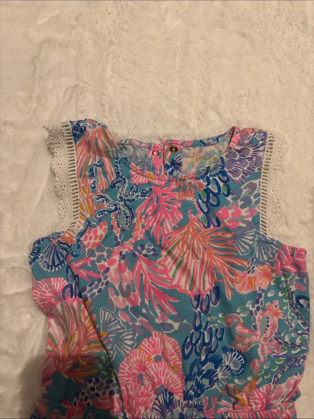 Lilly Pulitzer Girls Multicolor Floral Tank Dress - Blue, Pink & Coral